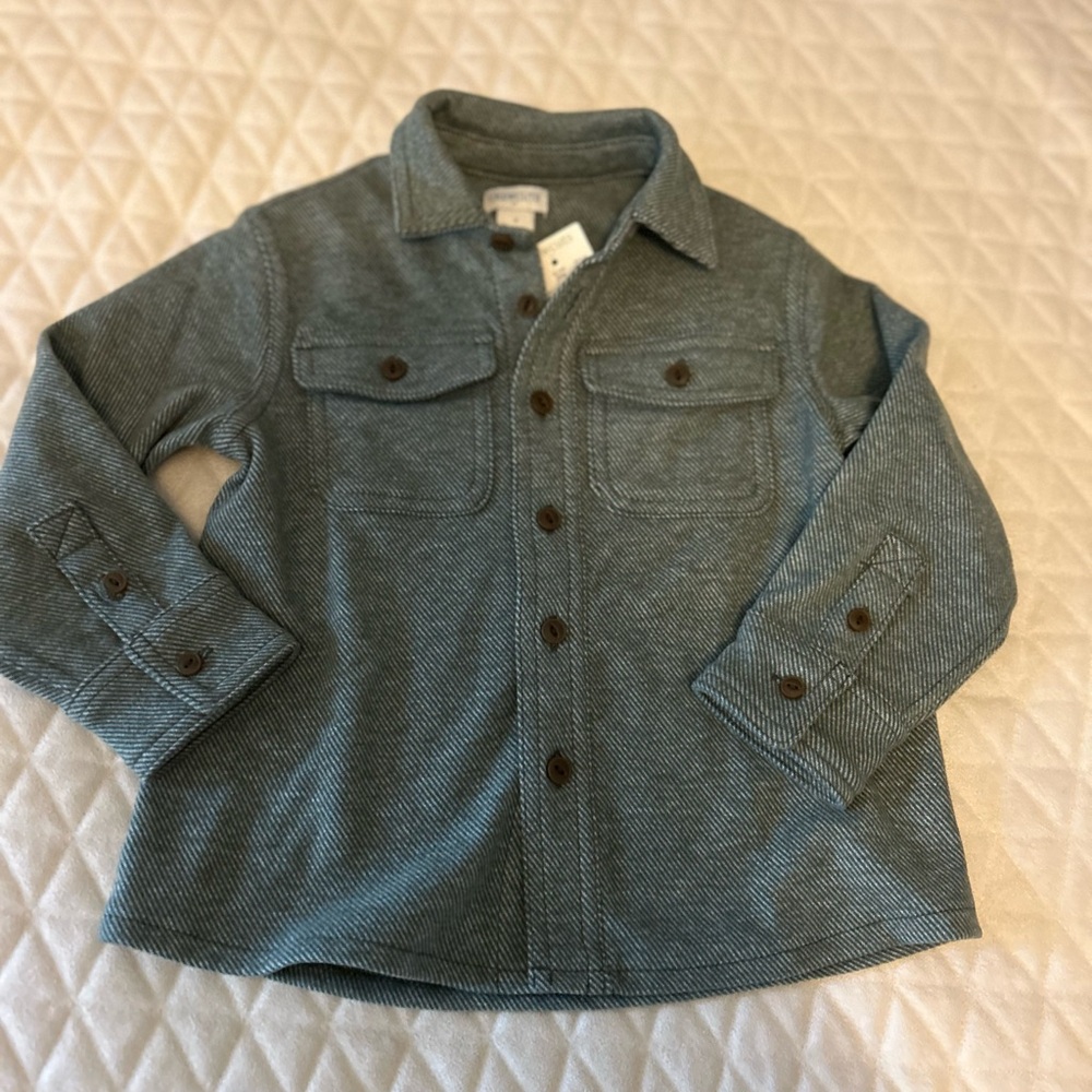 Kids' Green Button-Up Twill Shirt